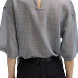 Tibi Sheer Wool Gauze Easy T - Vermillion