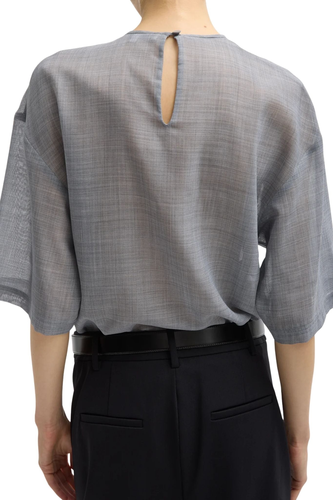 Tibi Sheer Wool Gauze Easy T - Vermillion