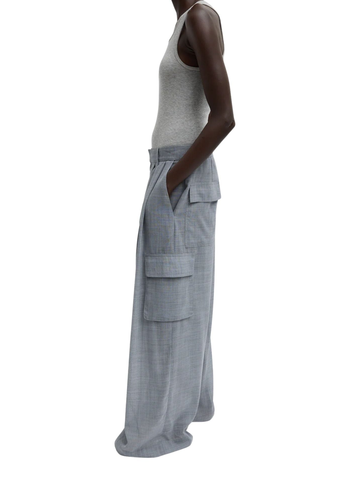 Tibi Sheer Wool Gauze Triple Pleat Pant - Vermillion