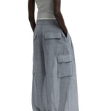 Tibi Sheer Wool Gauze Triple Pleat Pant - Vermillion