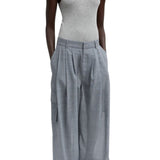 Tibi Sheer Wool Gauze Triple Pleat Pant - Vermillion