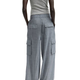 Tibi Sheer Wool Gauze Triple Pleat Pant - Vermillion