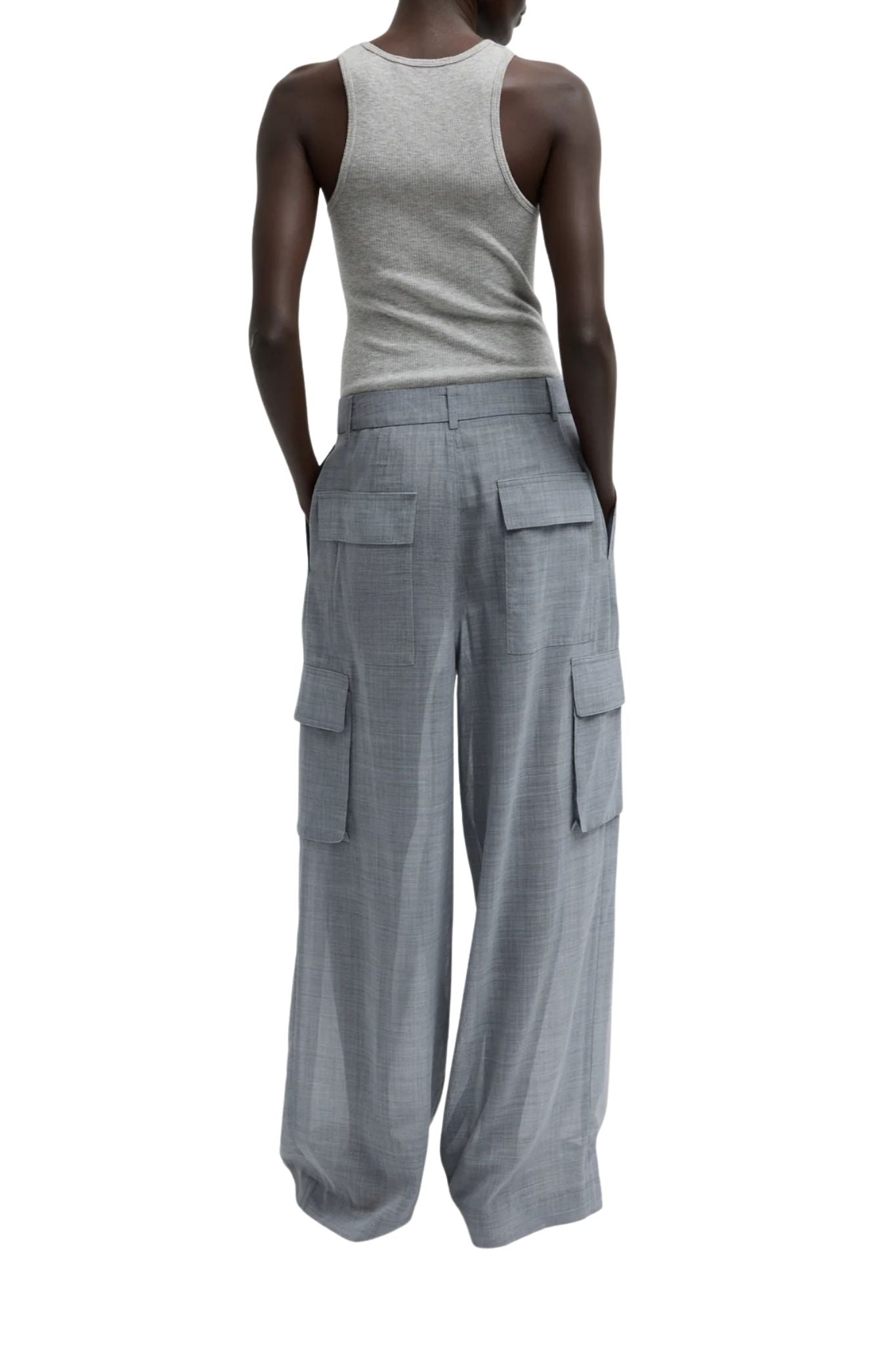 Tibi Sheer Wool Gauze Triple Pleat Pant - Vermillion