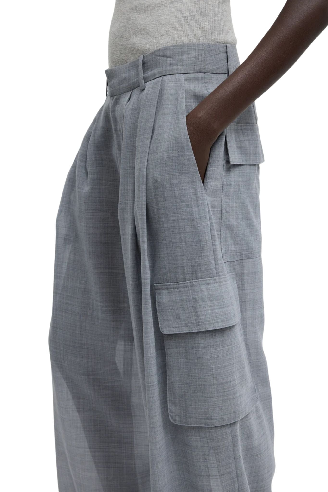 Tibi Sheer Wool Gauze Triple Pleat Pant - Vermillion