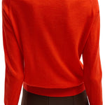 Tibi Skinlike Mercerized Wool Shrunken Vneck Sweater - Vermillion