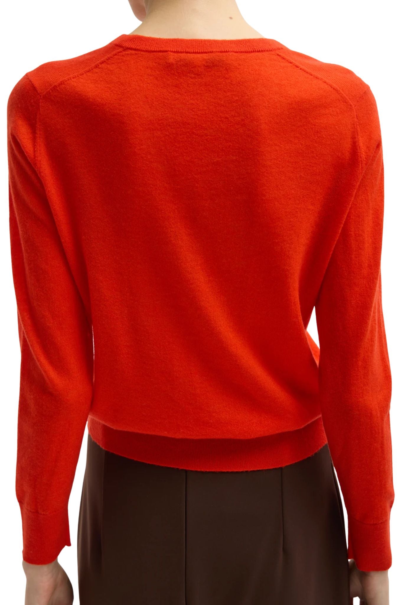 Tibi Skinlike Mercerized Wool Shrunken Vneck Sweater - Vermillion