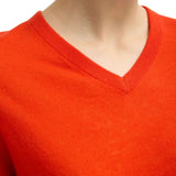 Tibi Skinlike Mercerized Wool Shrunken Vneck Sweater - Vermillion