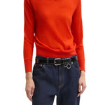 Tibi Skinlike Mercerized Wool Shrunken Vneck Sweater - Vermillion