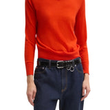 Tibi Skinlike Mercerized Wool Shrunken Vneck Sweater - Vermillion