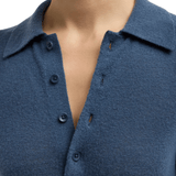 Tibi Skinlike Mercerized Wool Soft Sheer Polo - Vermillion