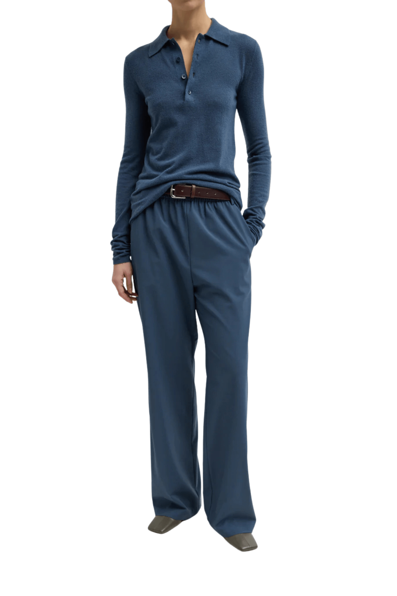 Tibi Skinlike Mercerized Wool Soft Sheer Polo - Vermillion