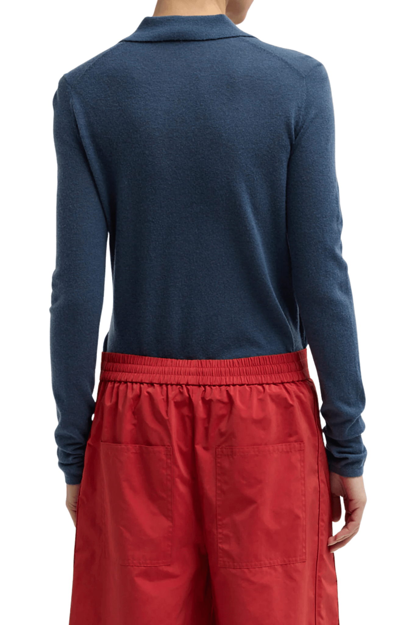 Tibi Skinlike Mercerized Wool Soft Sheer Polo - Vermillion