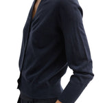 Tibi Skinlike Mercerized Wool Vneck Shrunken Cardigan - Vermillion