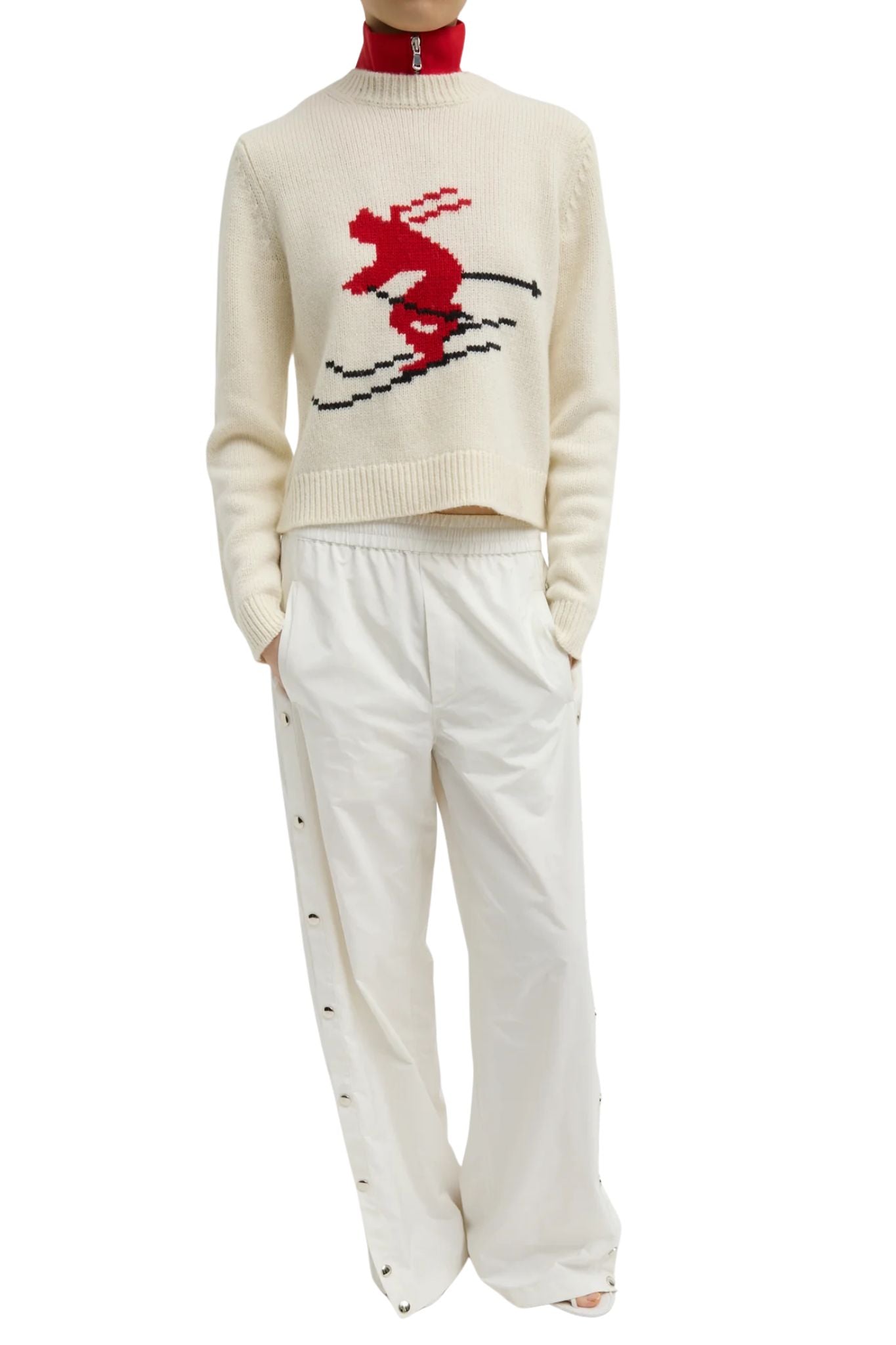 Tibi Soft Wool Ski Sweater Shrunken Sweater - Vermillion