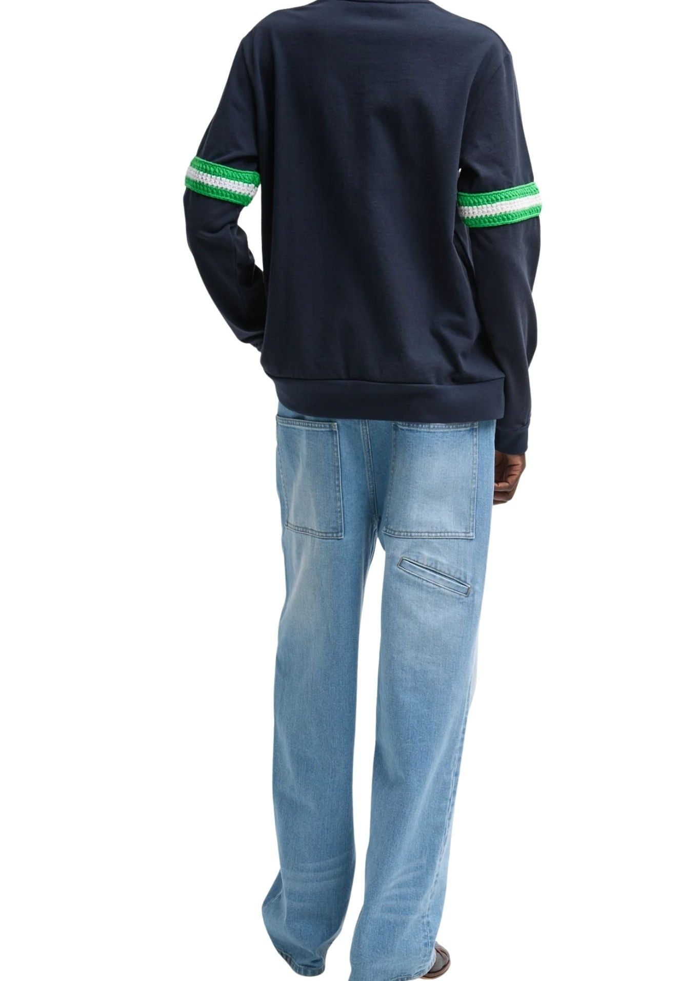 Tibi Sport Knit Crewneck T with Crochet Trim - Vermillion