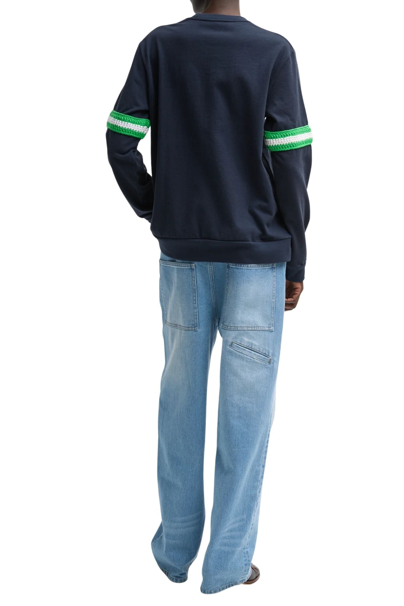 Tibi Sport Knit Crewneck T with Crochet Trim - Vermillion