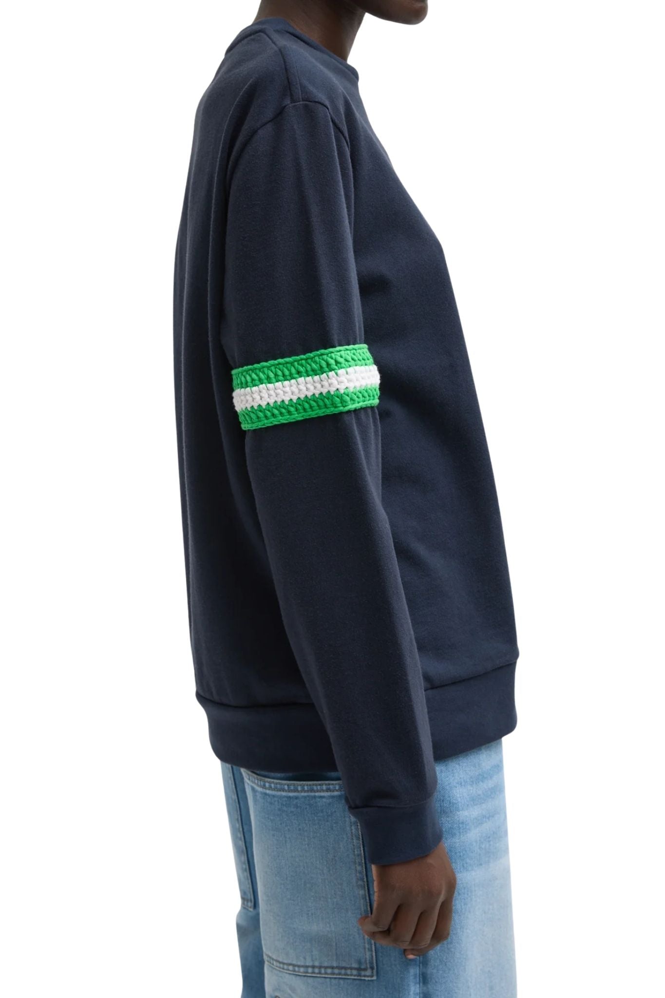 Tibi Sport Knit Crewneck T with Crochet Trim - Vermillion