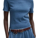 Tibi Stretch Denim Baby T - Vermillion