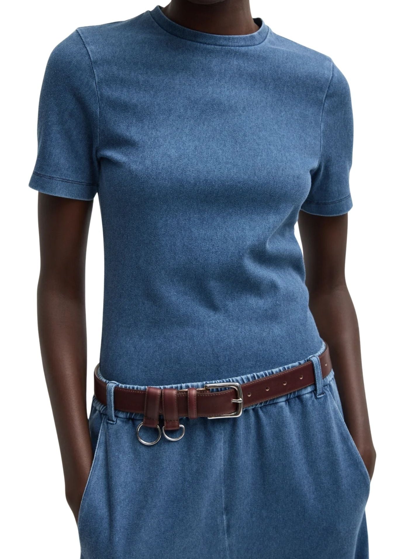 Tibi Stretch Denim Baby T - Vermillion