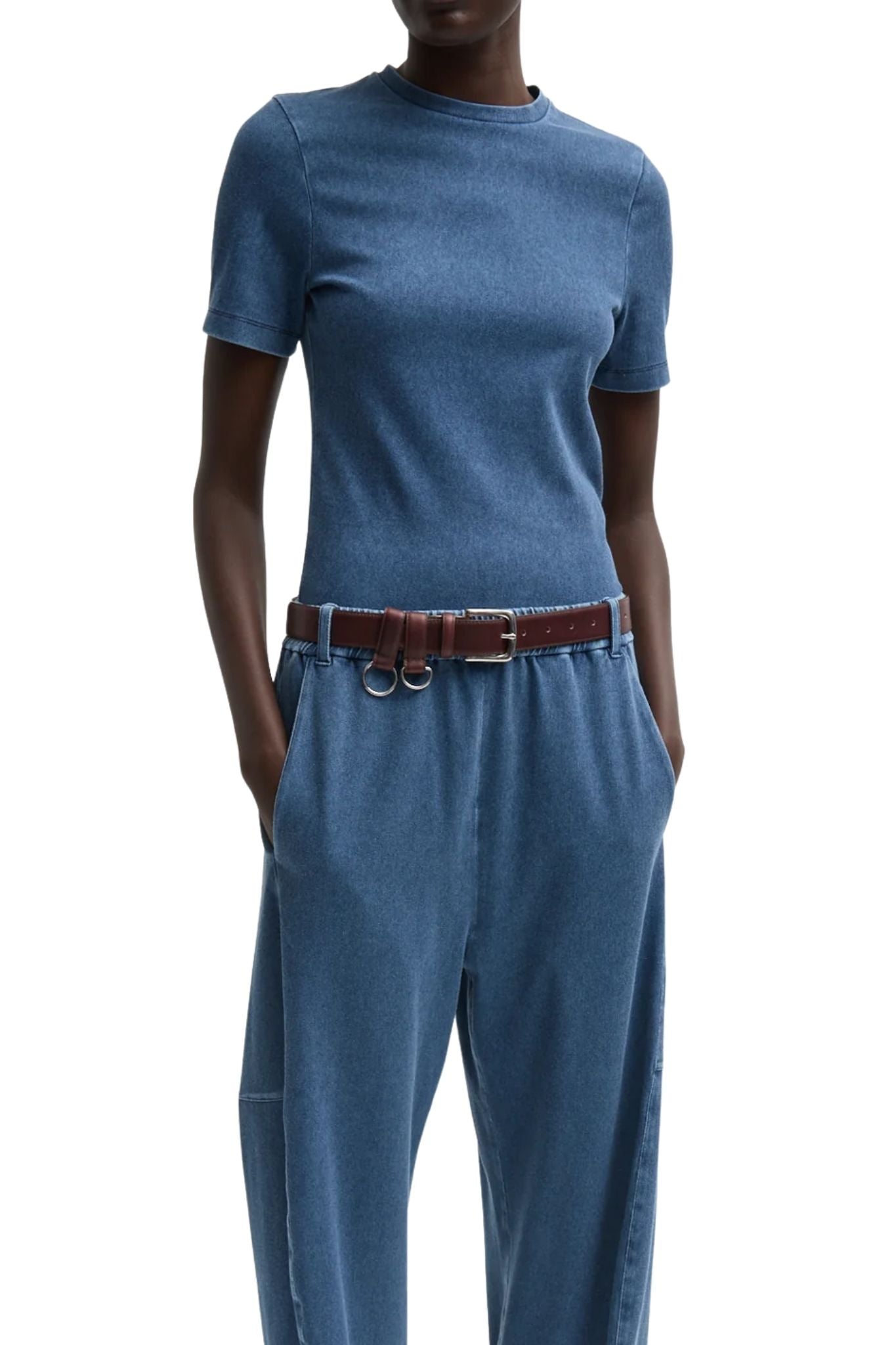 Tibi Stretch Denim Baby T - Vermillion