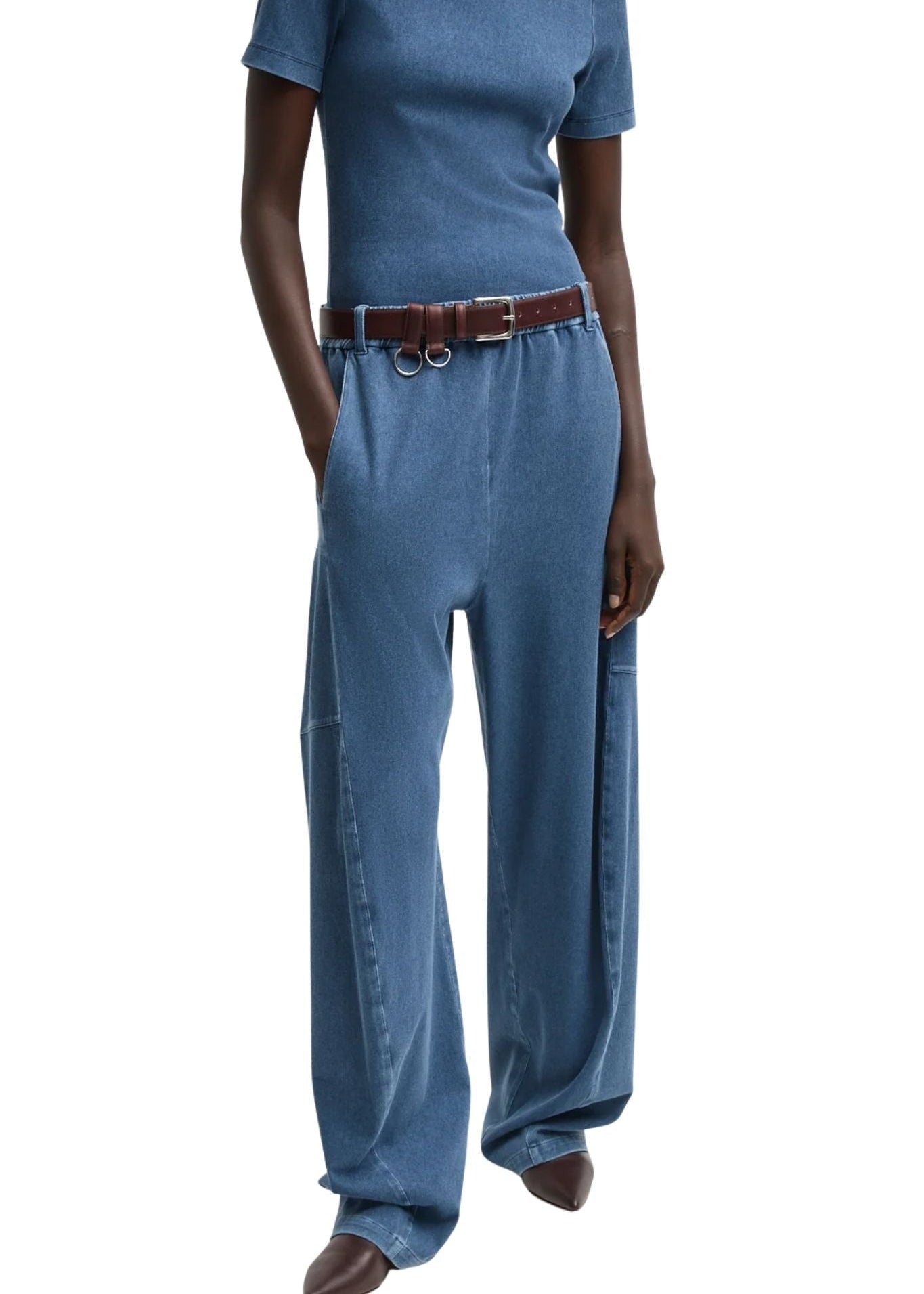 Tibi Stretch Denim Knit Winslow Pant - Vermillion