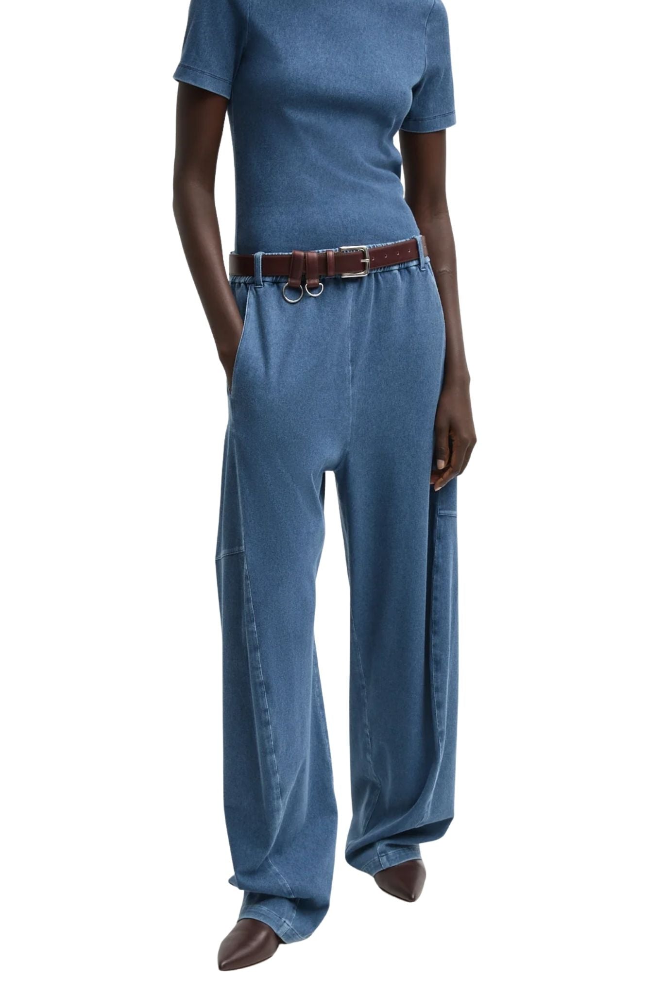 Tibi Stretch Denim Knit Winslow Pant - Vermillion