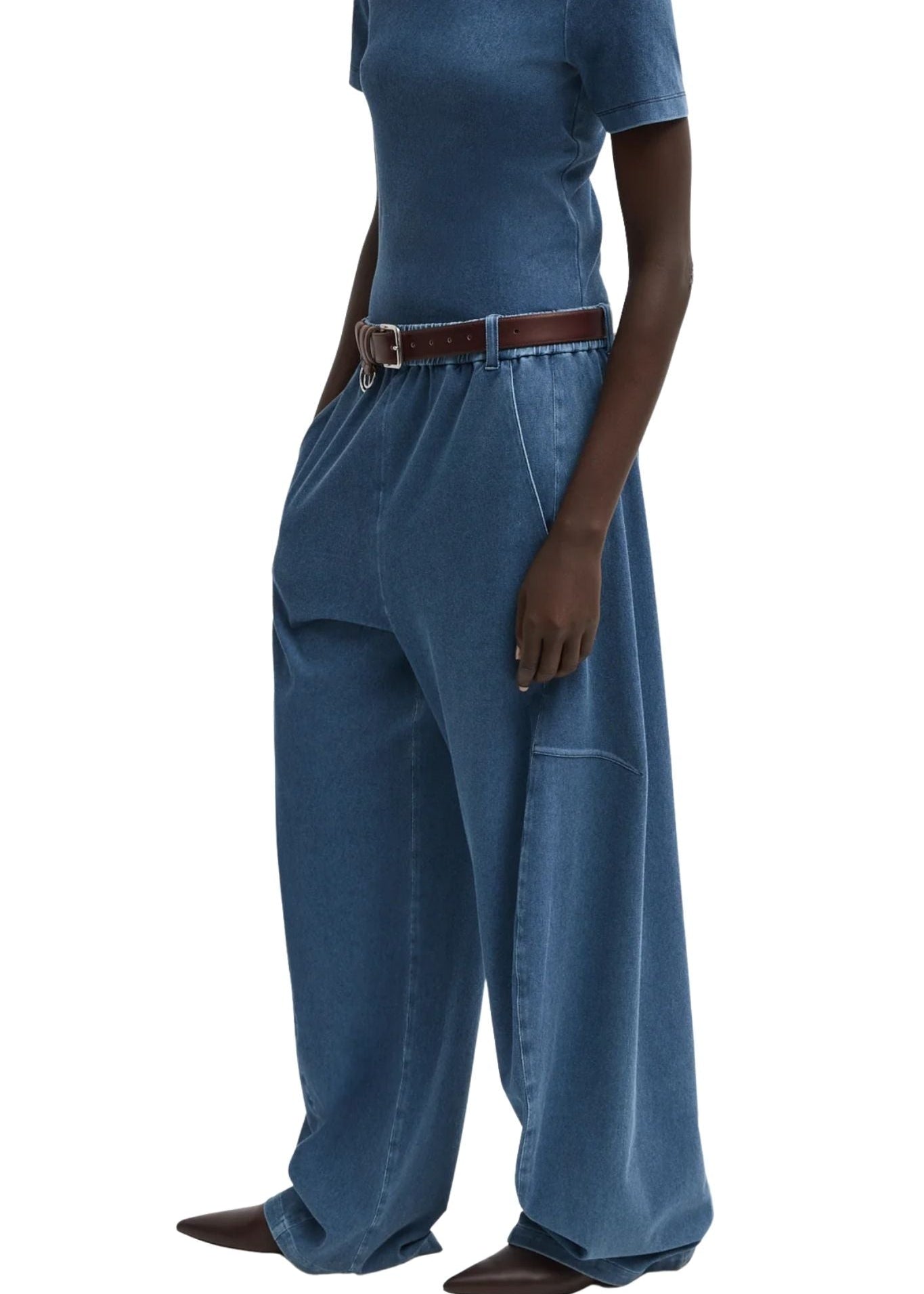 Tibi Stretch Denim Knit Winslow Pant - Vermillion