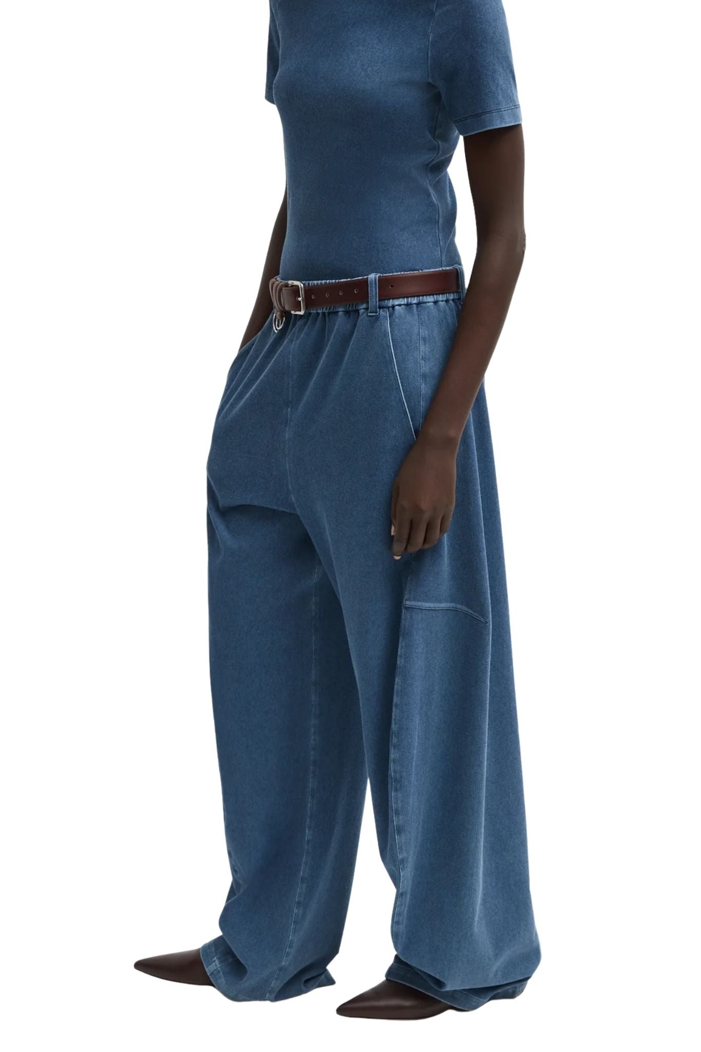 Tibi Stretch Denim Knit Winslow Pant - Vermillion