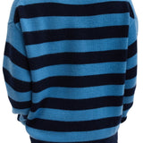 Tibi Striped Cashmere Crewneck Easy Pullover - Vermillion