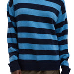 Tibi Striped Cashmere Crewneck Easy Pullover - Vermillion