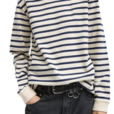 Tibi Striped Perfect T Crewneck Unisex Long Sleeve - Vermillion