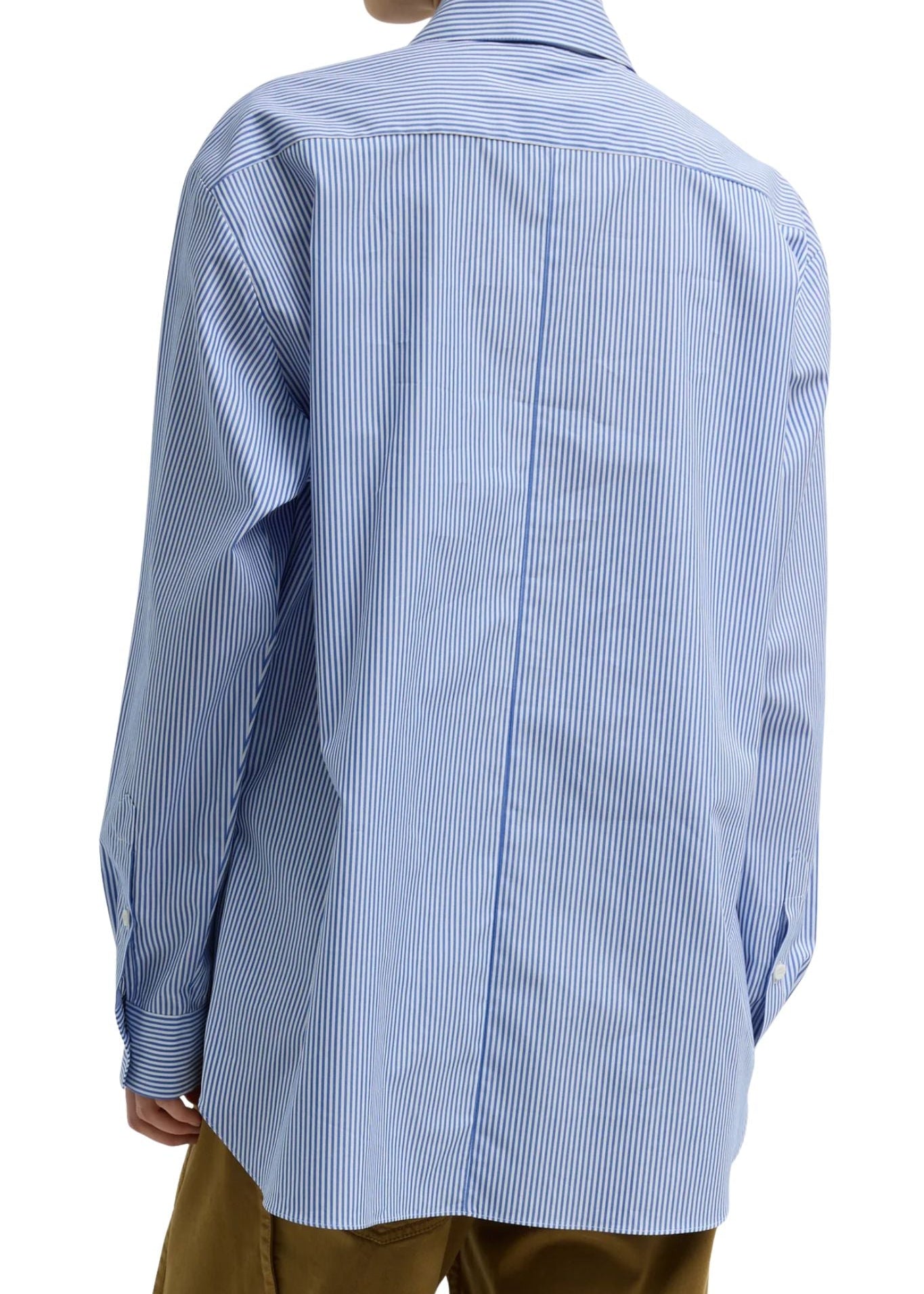 Tibi Striped Shirting Easy Tuxedo Shirt - Vermillion