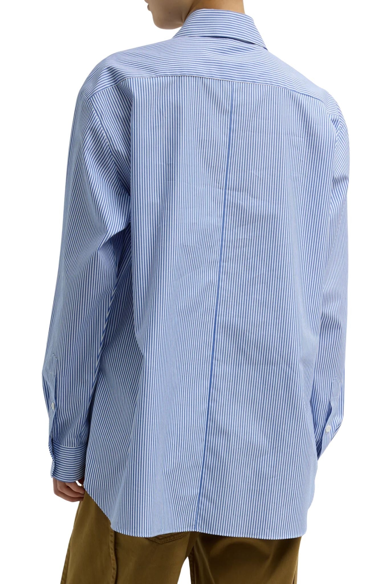 Tibi Striped Shirting Easy Tuxedo Shirt - Vermillion
