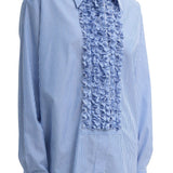 Tibi Striped Shirting Easy Tuxedo Shirt - Vermillion