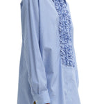 Tibi Striped Shirting Easy Tuxedo Shirt - Vermillion