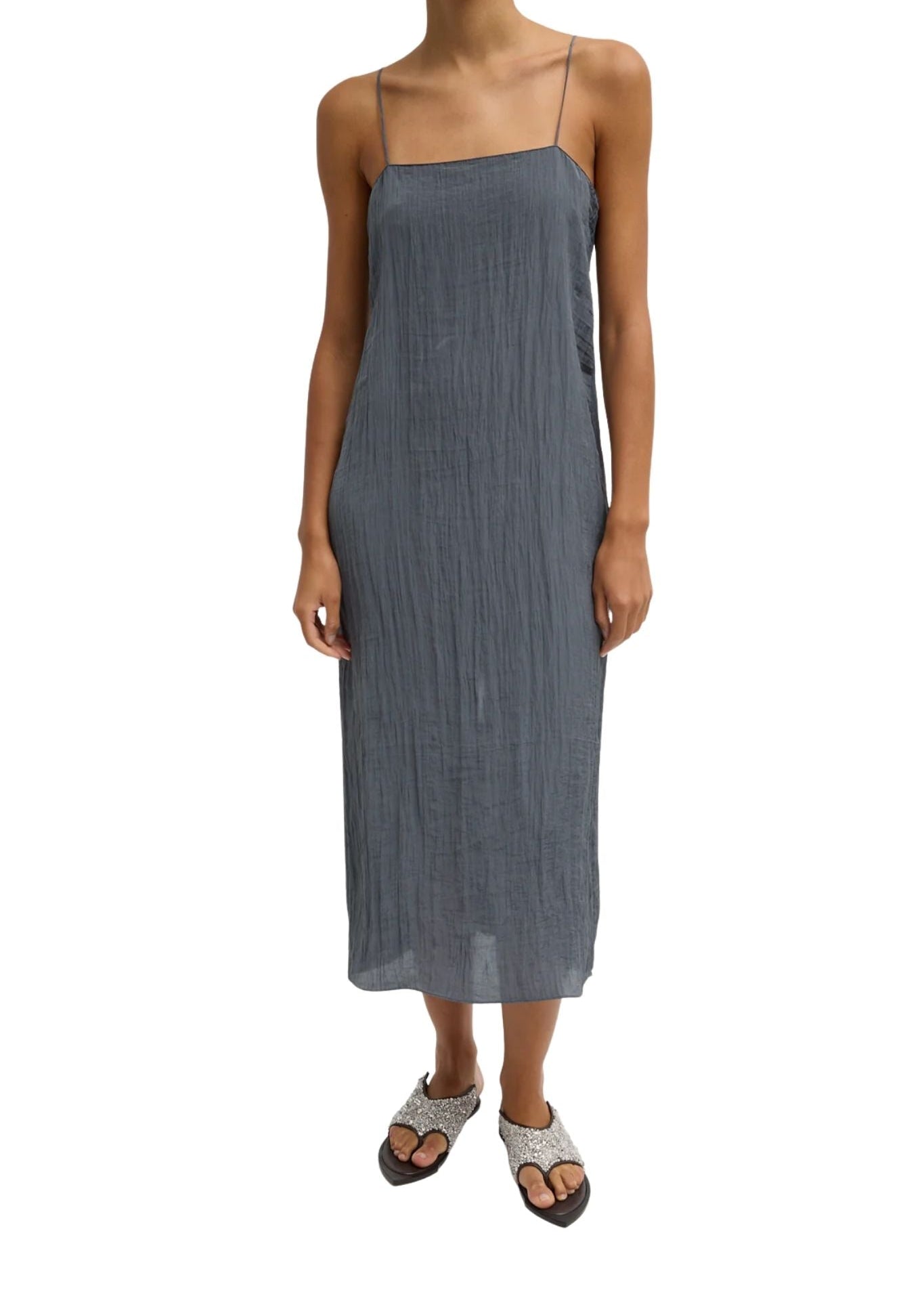 Tibi the Crinkle Slip Dress - Vermillion