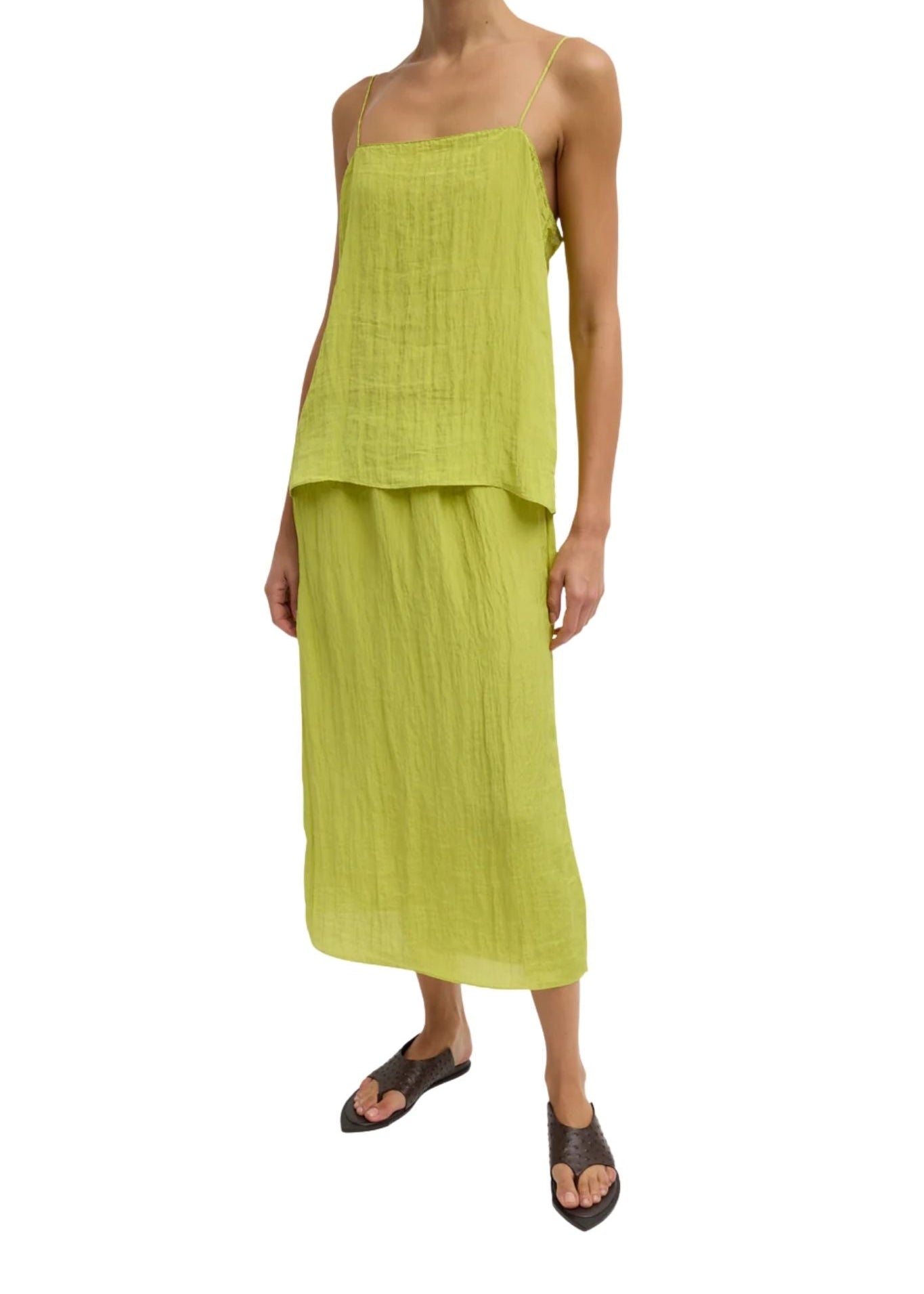 Tibi the Crinkle Slip Skirt - Vermillion