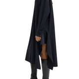 Tibi Tropical Wool Shirtdress with Side Drape - Vermillion
