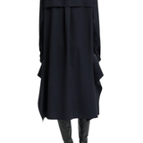 Tibi Tropical Wool Shirtdress with Side Drape - Vermillion