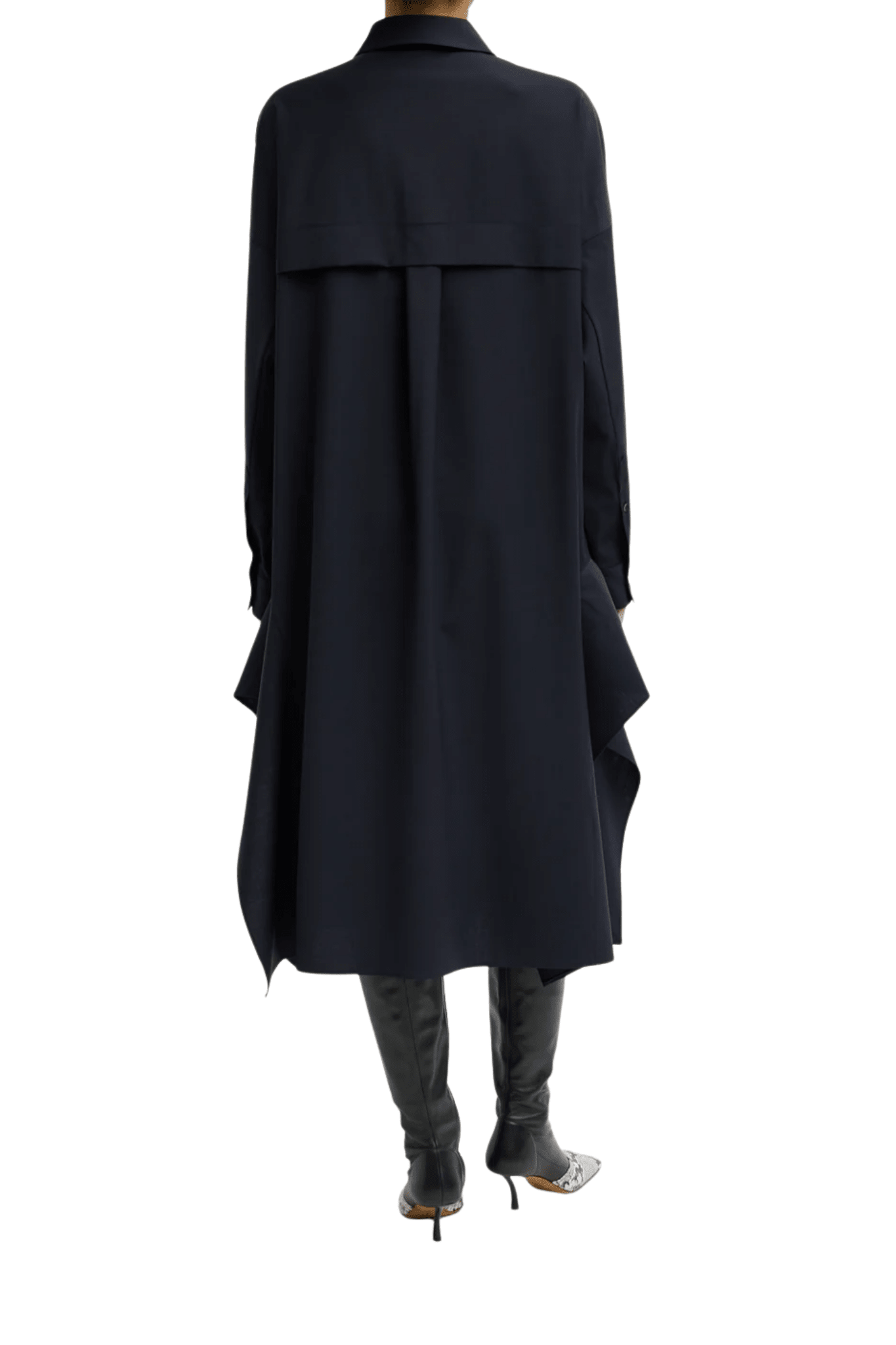 Tibi Tropical Wool Shirtdress with Side Drape - Vermillion