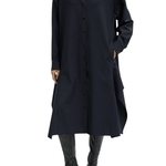 Tibi Tropical Wool Shirtdress with Side Drape - Vermillion