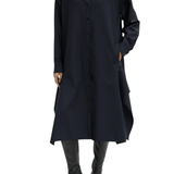 Tibi Tropical Wool Shirtdress with Side Drape - Vermillion