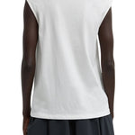 Tibi Tshirt Program Padded Shoulder Sleeveless Top White - Vermillion