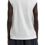 Tibi Tshirt Program Padded Shoulder Sleeveless Top White - Vermillion