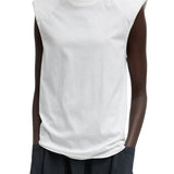 Tibi Tshirt Program Padded Shoulder Sleeveless Top White - Vermillion