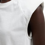Tibi Tshirt Program Padded Shoulder Sleeveless Top White - Vermillion