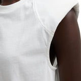 Tibi Tshirt Program Padded Shoulder Sleeveless Top White - Vermillion