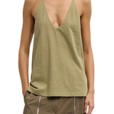 Tibi Tshirt Program Racerback Tank Fennel - Vermillion