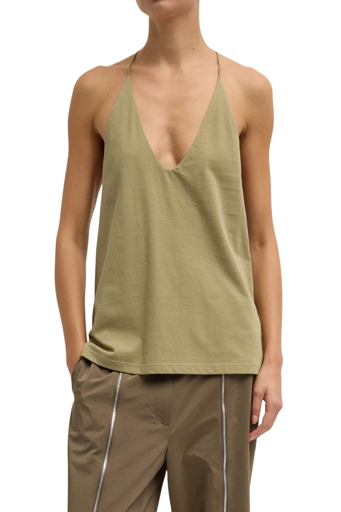 Tibi Tshirt Program Racerback Tank Fennel - Vermillion