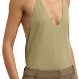 Tibi Tshirt Program Racerback Tank Fennel - Vermillion